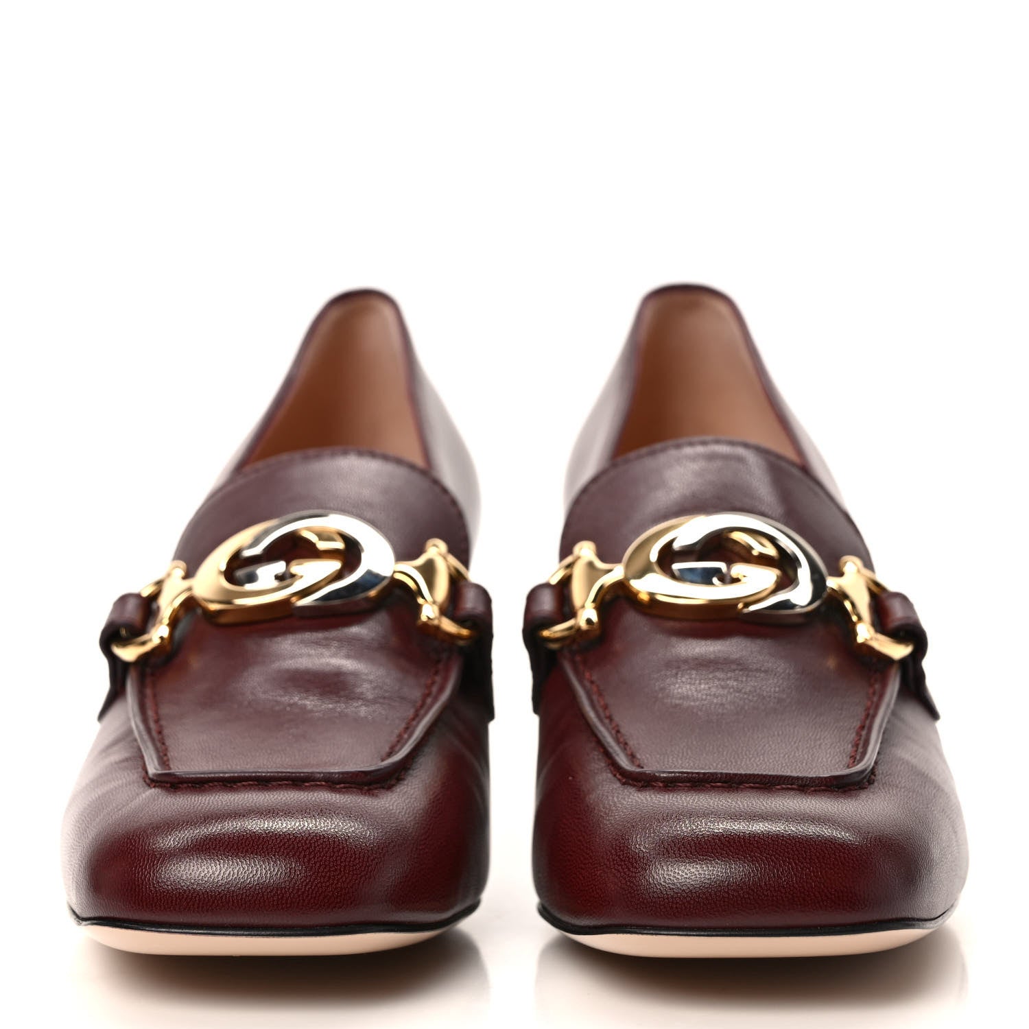Gucci Malaga Kid Zumi Mid Heel Loafers 35 Vintage Bordeaux 2 of 8