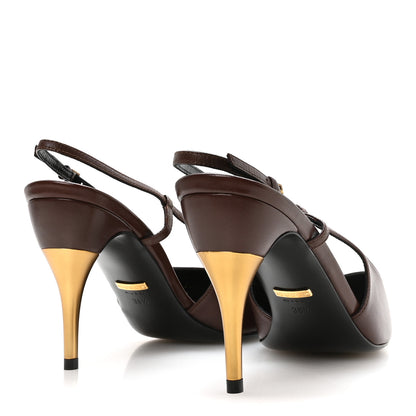 Gucci Calfskin Slingback Pumps 38.5 Dark Brown 5 of 9