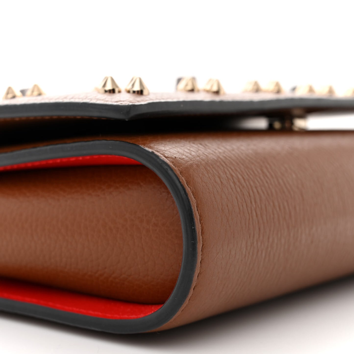 Calfskin Spikes Loubinthesky Paloma Clutch Biscotto