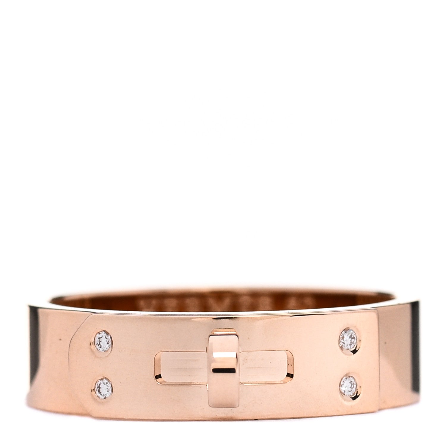 Hermes 18K Rose Gold Diamond PM Kelly Ring 52 6 1 of 5