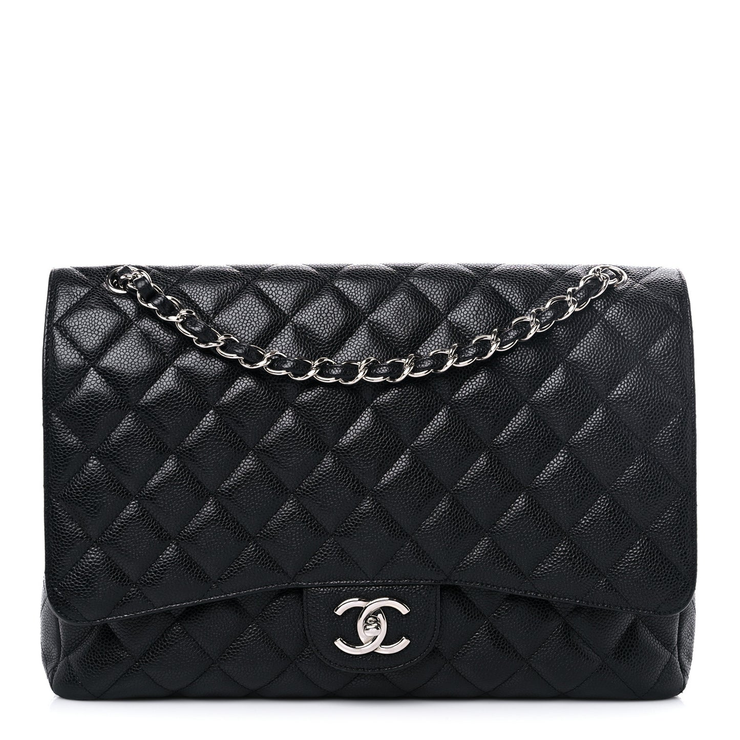 Caviar Quilted Maxi Double Flap Black