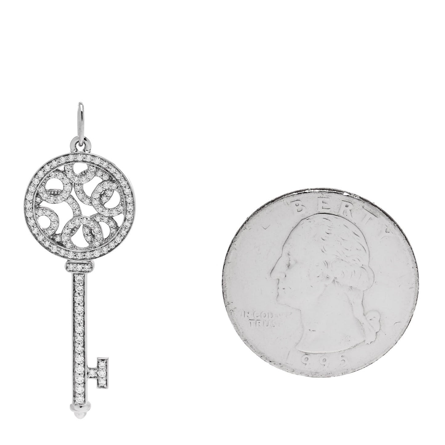 Platinum Diamond Small Bubbles Key Pendant