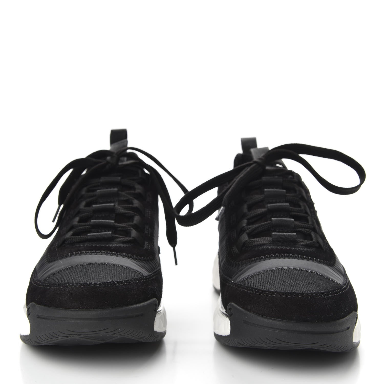 Chanel Fabric Calfskin Suede CC Sneakers 37 Black 2 of 10