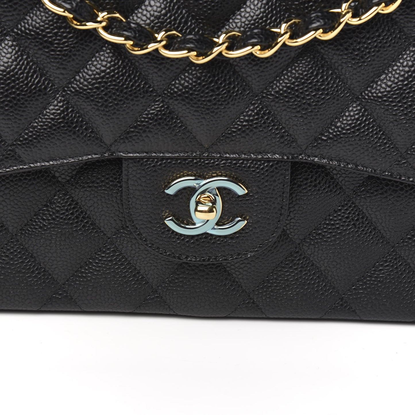 Caviar Quilted Jumbo Double Flap Black