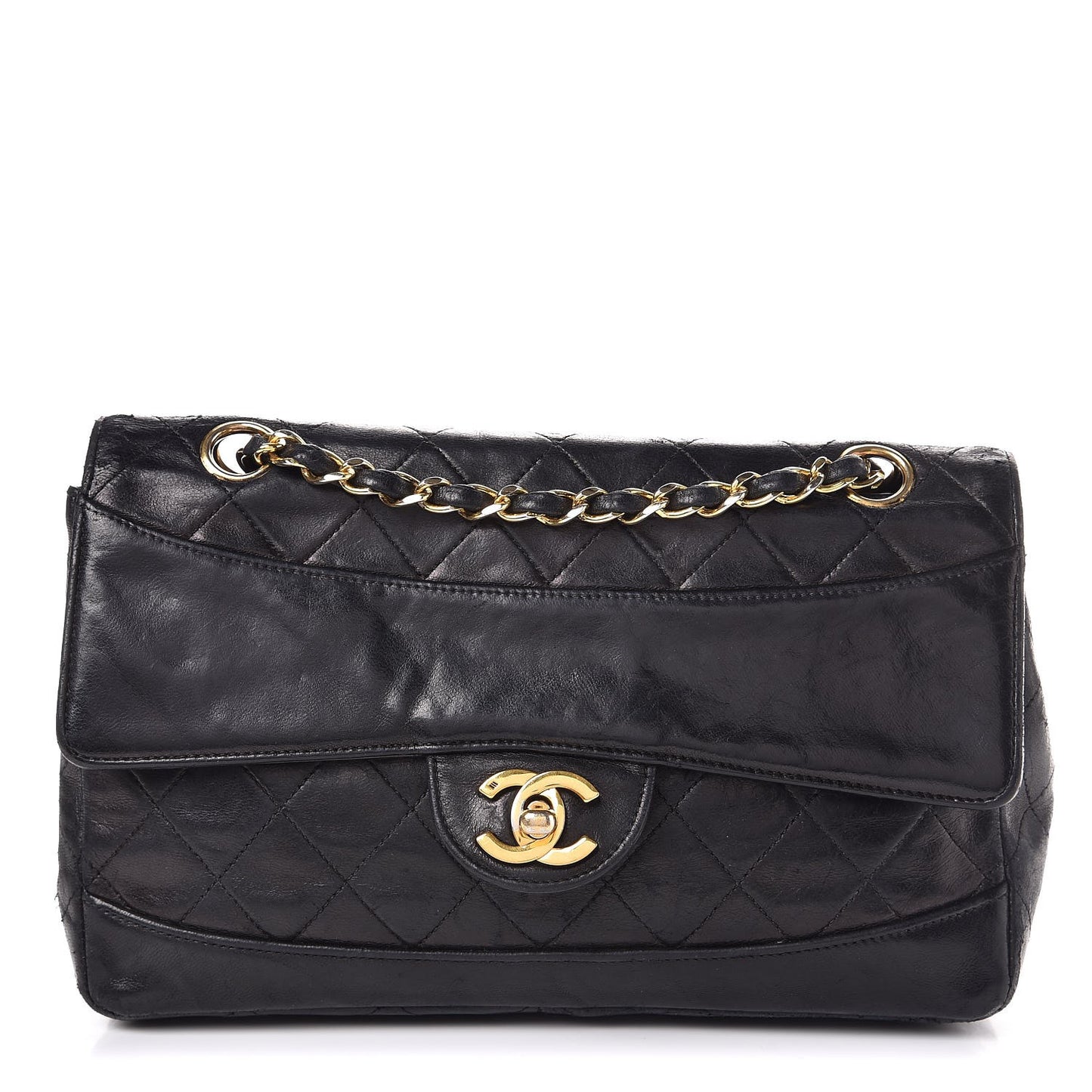 Lambskin Quilted Medium Single Flap Black