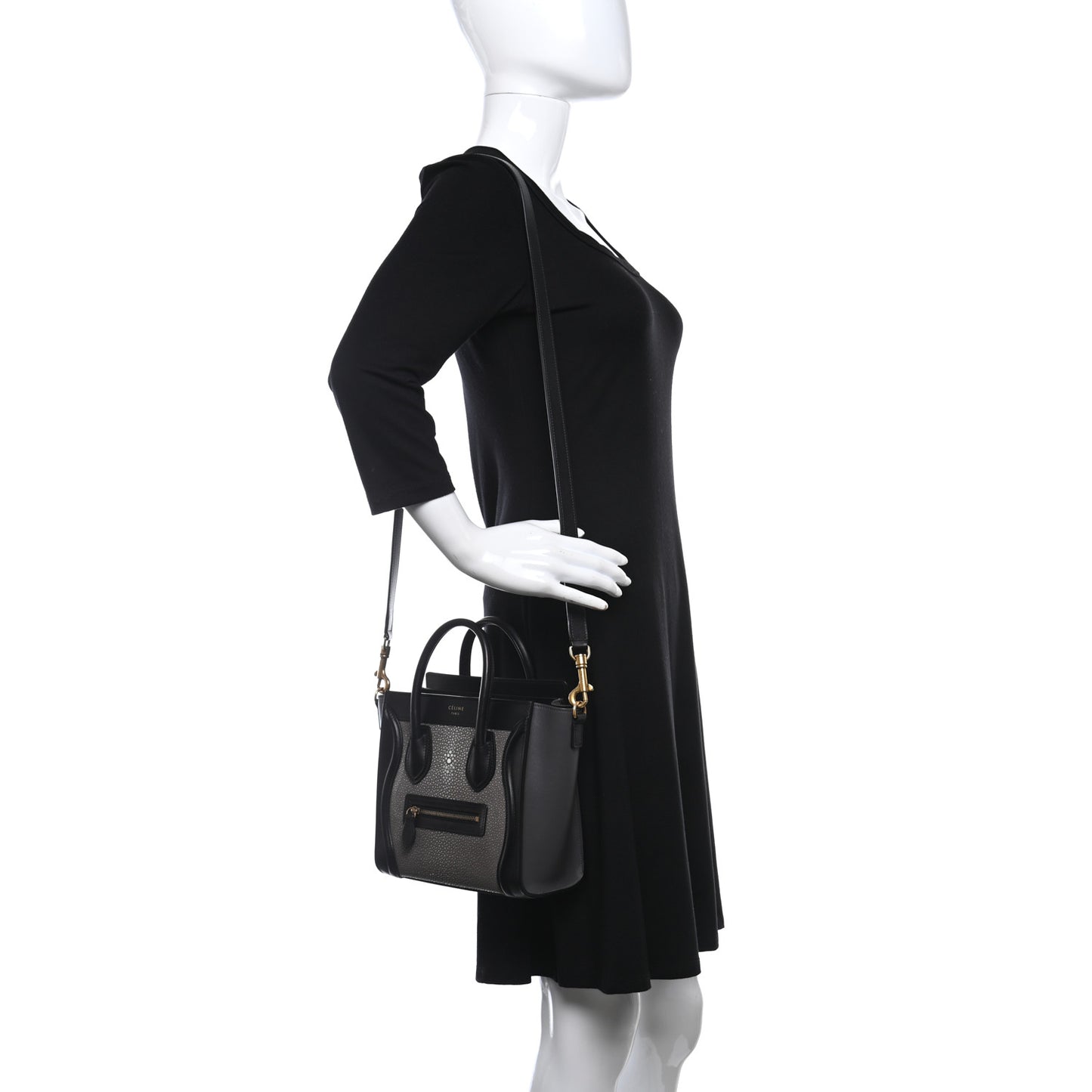 Stingray Smooth Calfskin Nano Tri-Color Luggage Smoke