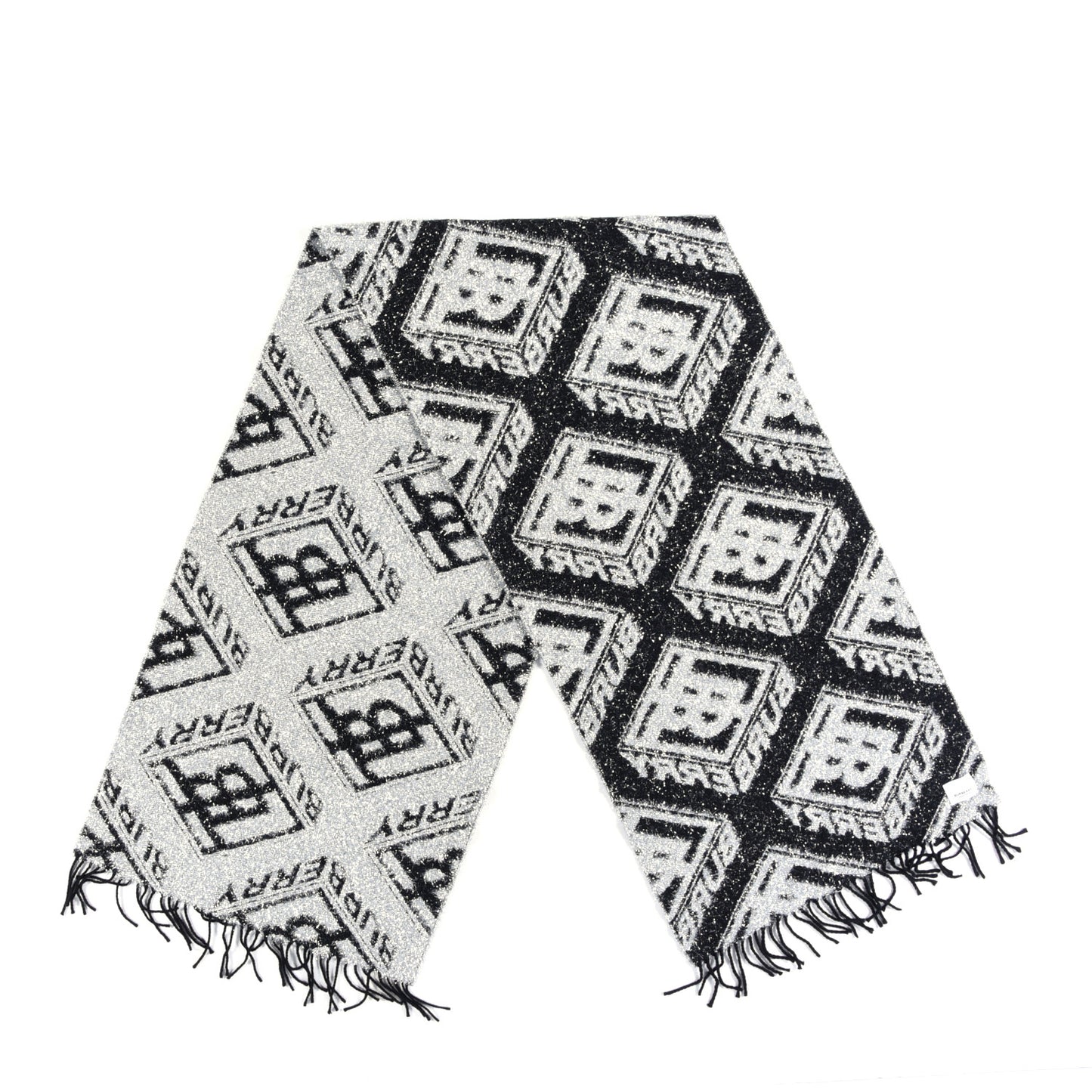 Metallic Nylon Wool Logo Monogram Scarf Black