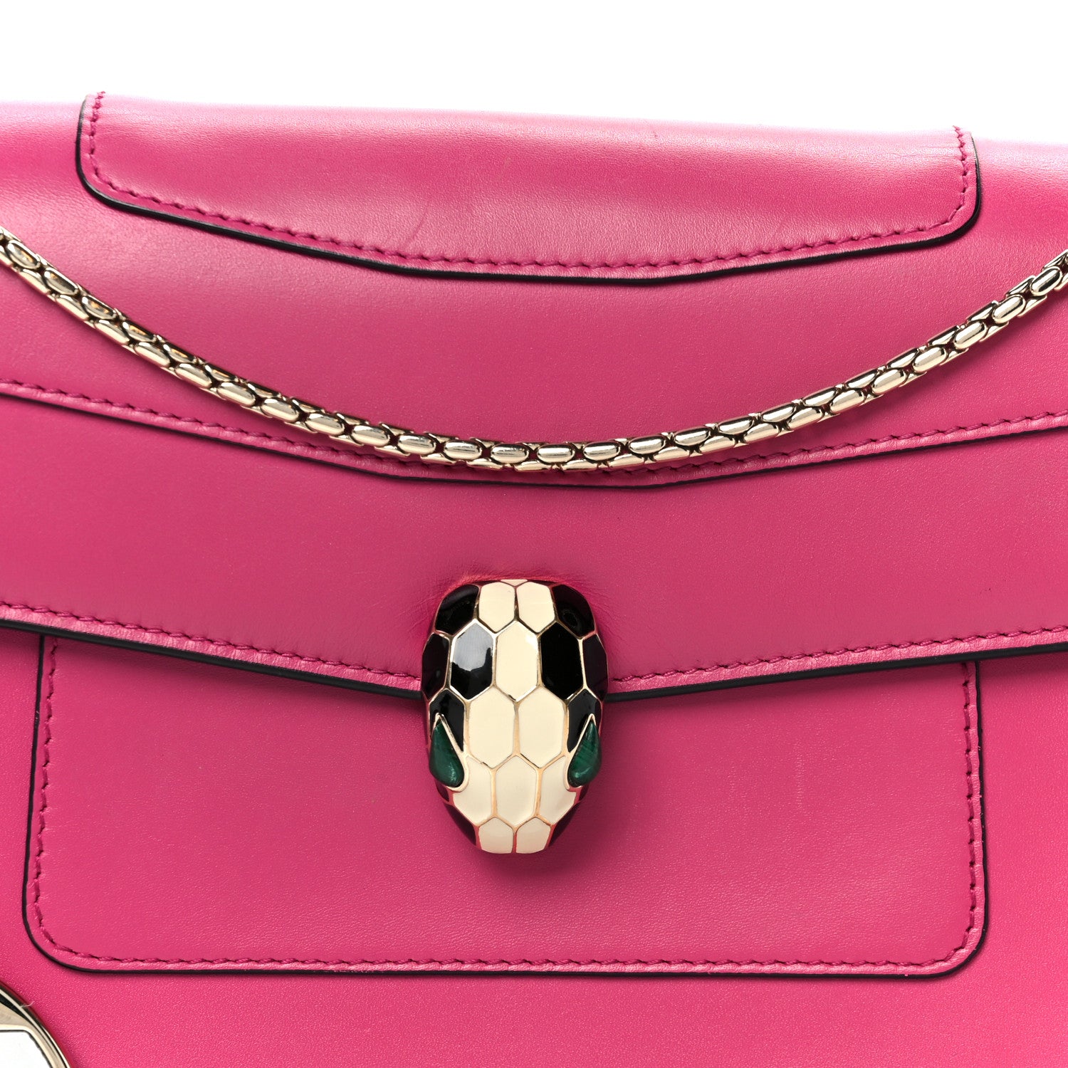 Bulgari Calfskin Serpenti Forever Snake Strap Crossbody Bag Pink 9 of 12