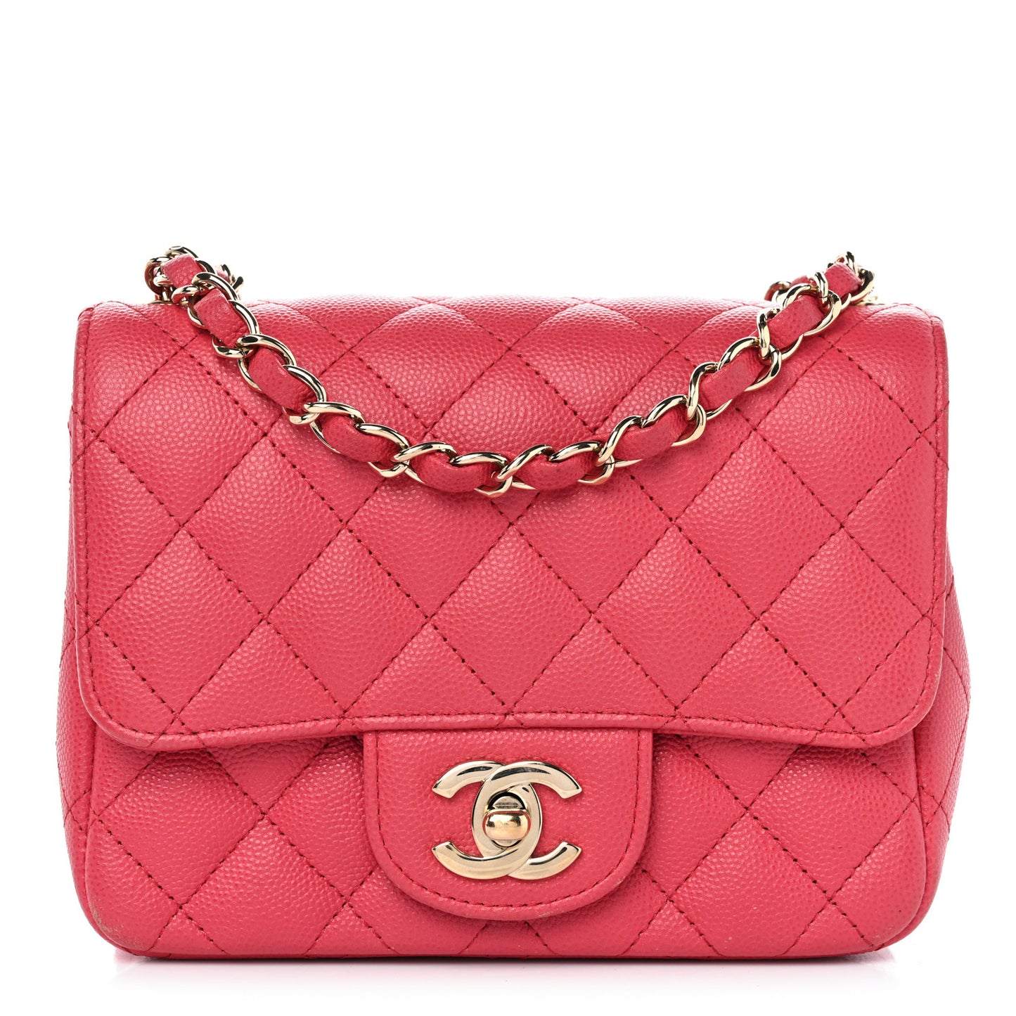 Caviar Quilted Mini Square Flap Pink
