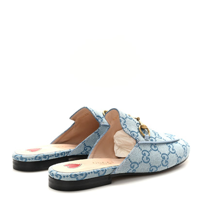 Gucci Canvas GG Monogram Nappa Womens Princetown Slippers 36 Porcelain Light Blue Dark Porcelain Light Blue 4 of 9
