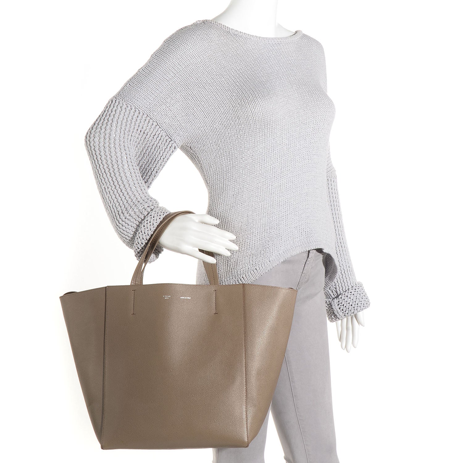 Celine Grained Calfskin Small Horizontal Cabas Phantom Taupe 2 of 9