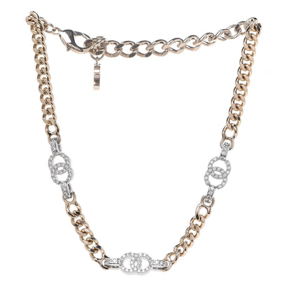 Chanel Crystal Chain CC Link Choker Gold Silver 3 of 6