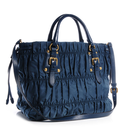 Prada Tessuto Nylon Gaufre Tote Denim 3 of 10
