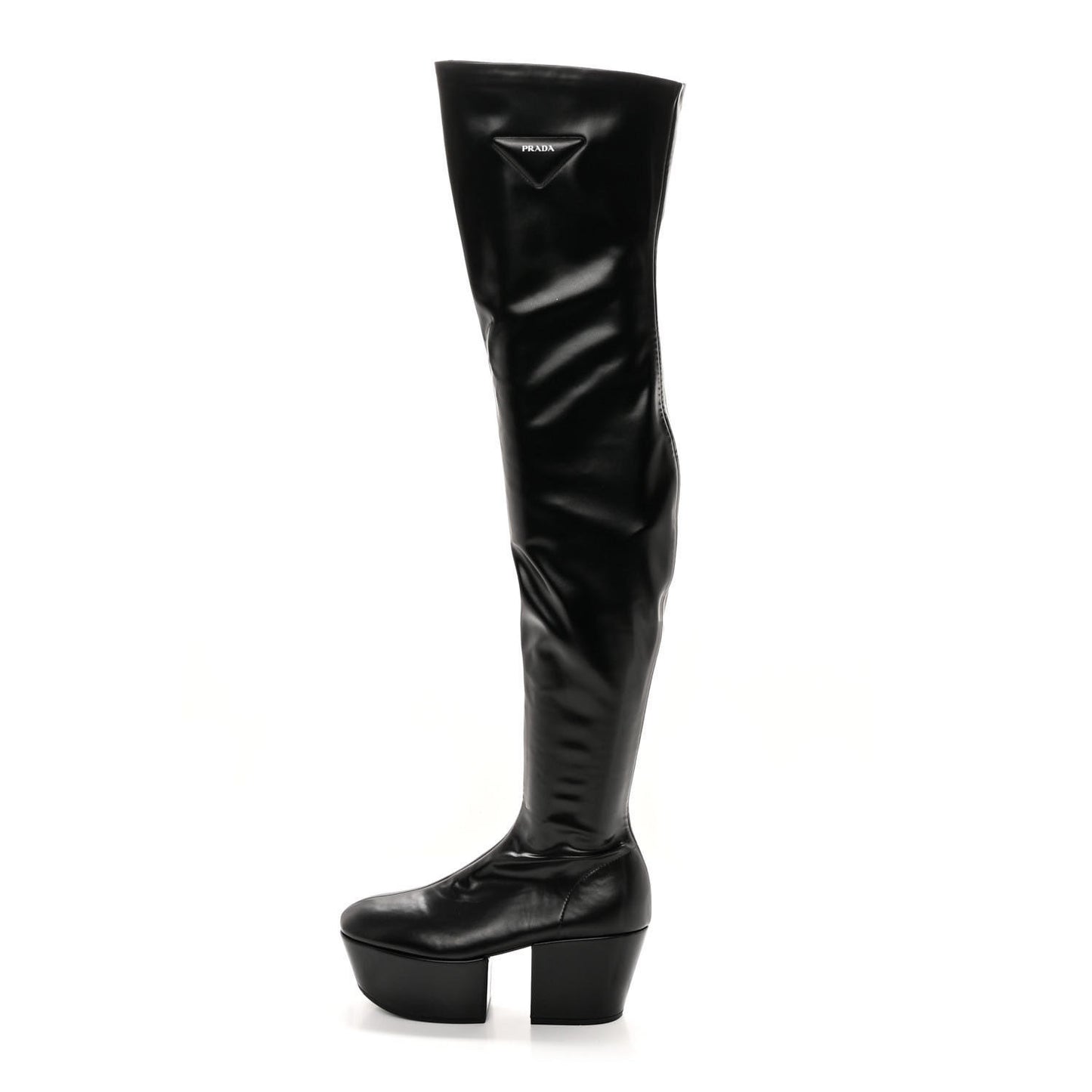 Nappa Tech Logo Over the Knee 70mm Platform Boots 36 Black