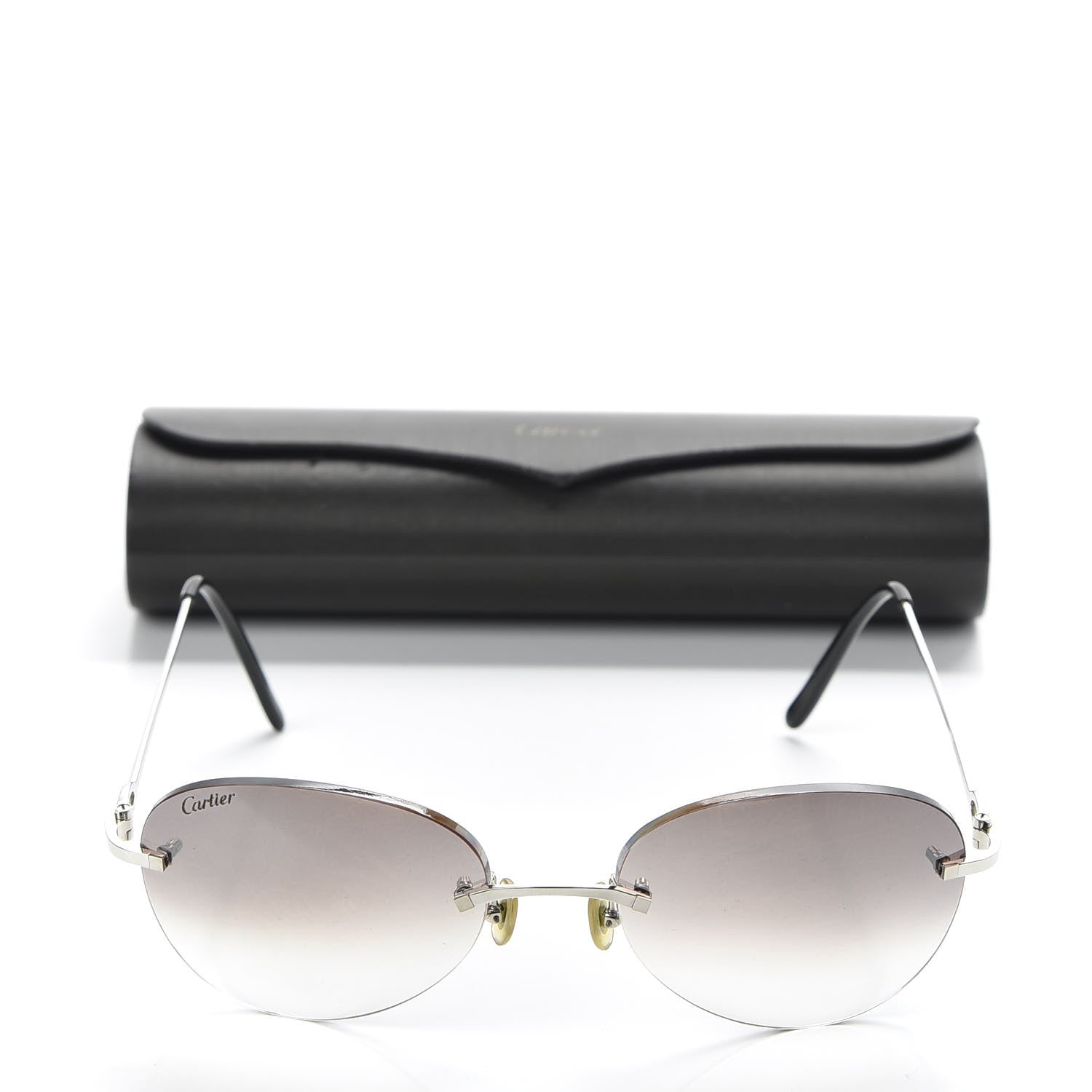 Cartier Frameless Rectangular Acetate Sunglasses Grey 7 of 7