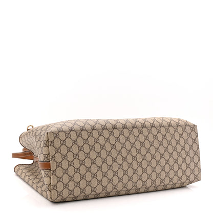 Gucci GG Supreme Monogram Emblem Maxi Tote Bag Beige Dark Brown 4 of 10