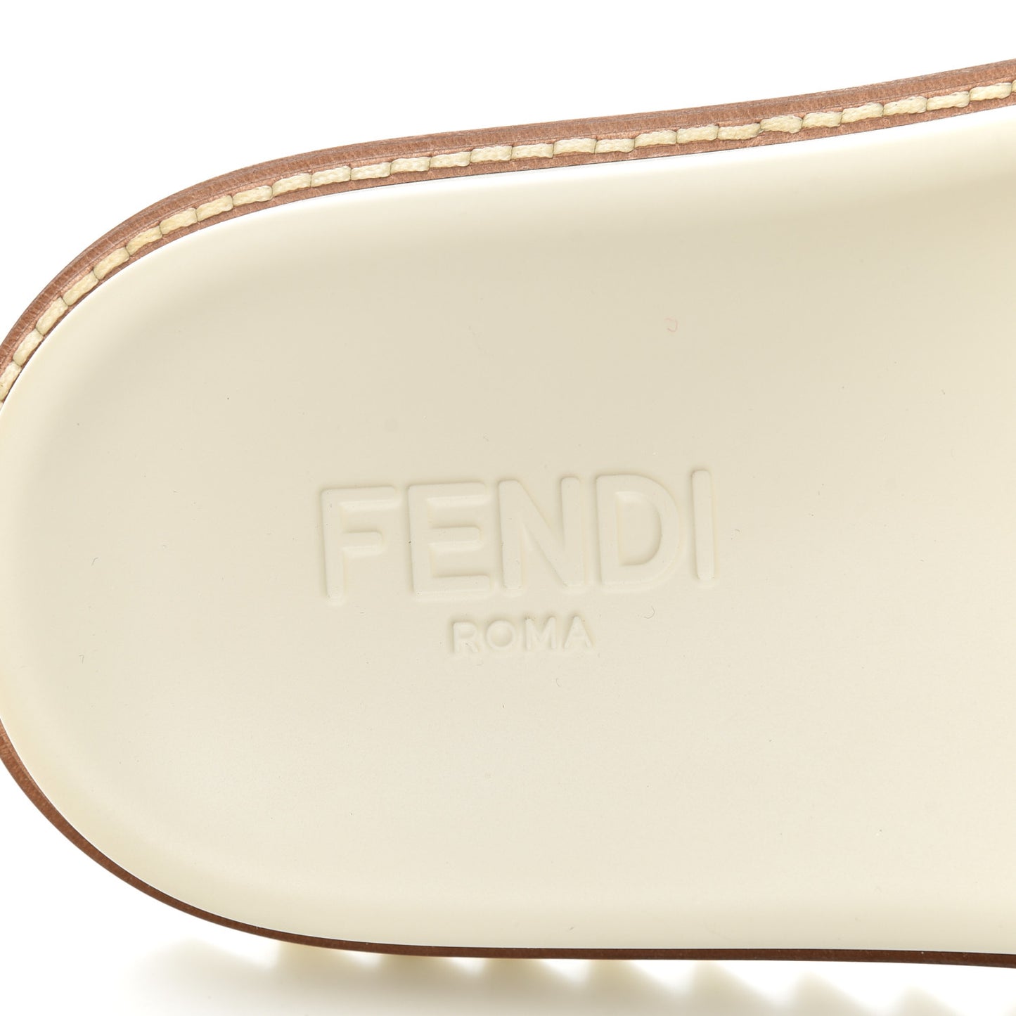 Rubber Raised Logo Slide Sandals 10 Panna