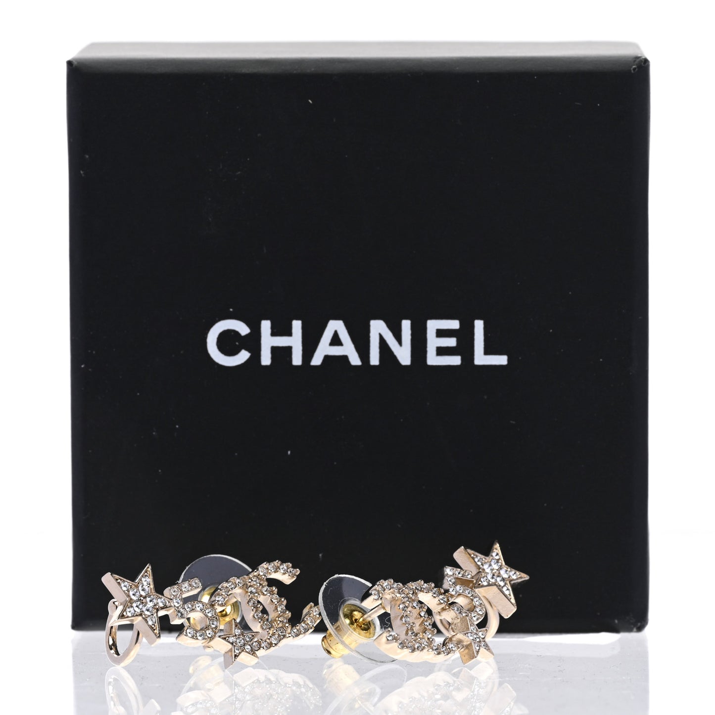 Crystal Star 5 CC Earrings Gold