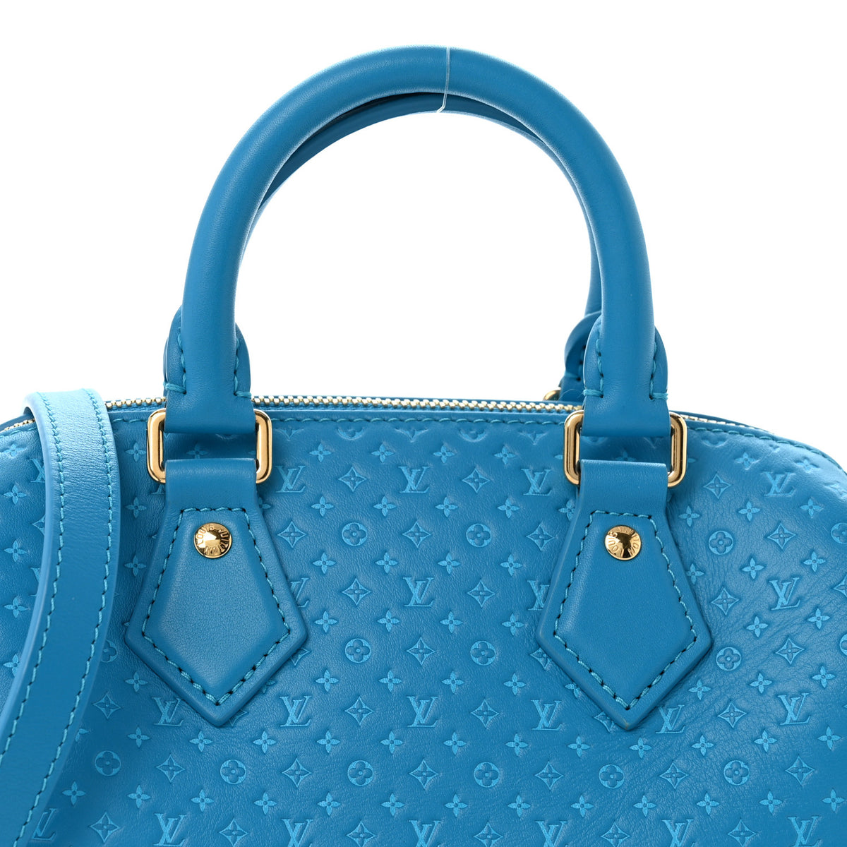 Louis Vuitton Calfskin Nanogram Embossed Speedy Bandouliere 20 Blue 7 of 12
