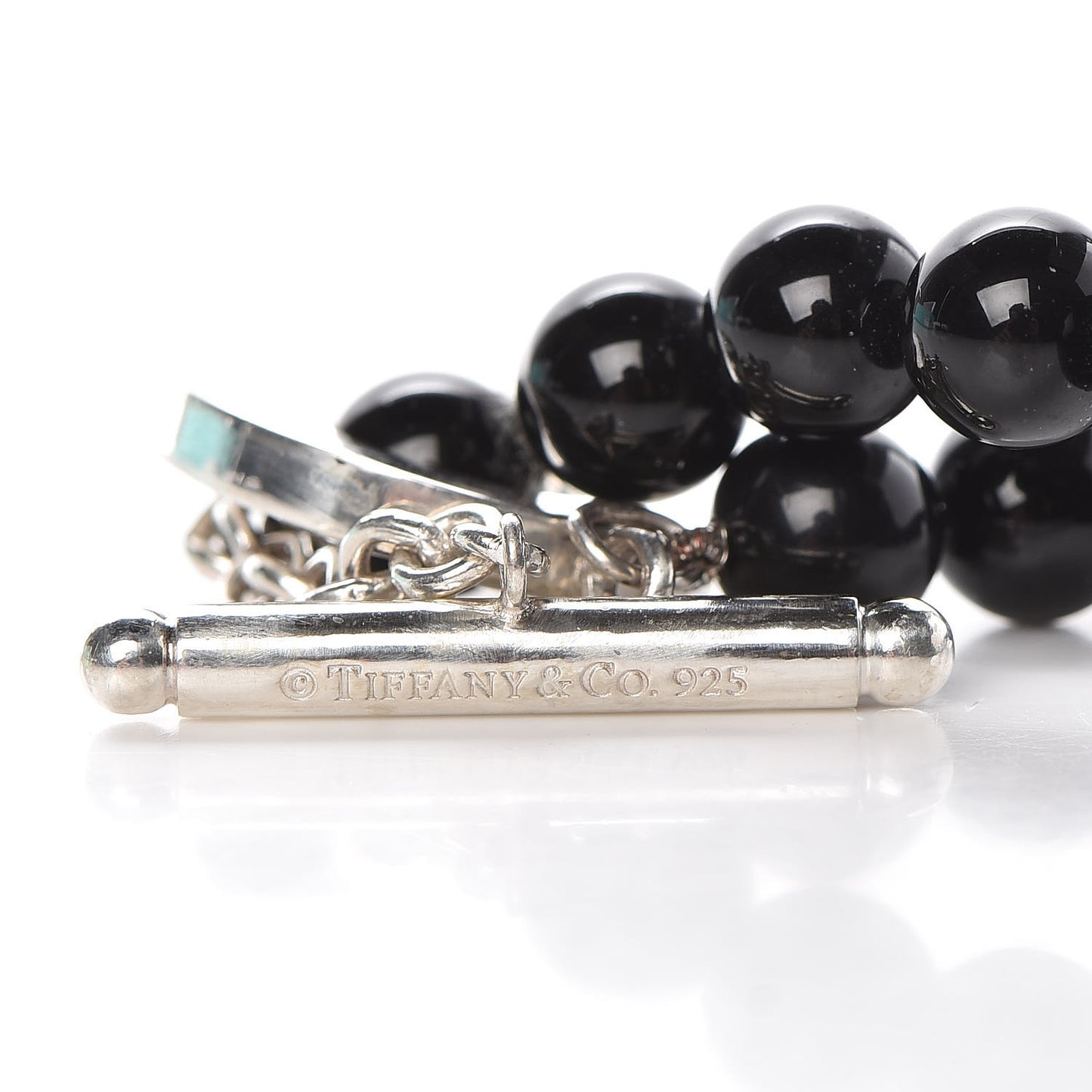 Sterling Silver Black Onyx Bead Toggle Necklace
