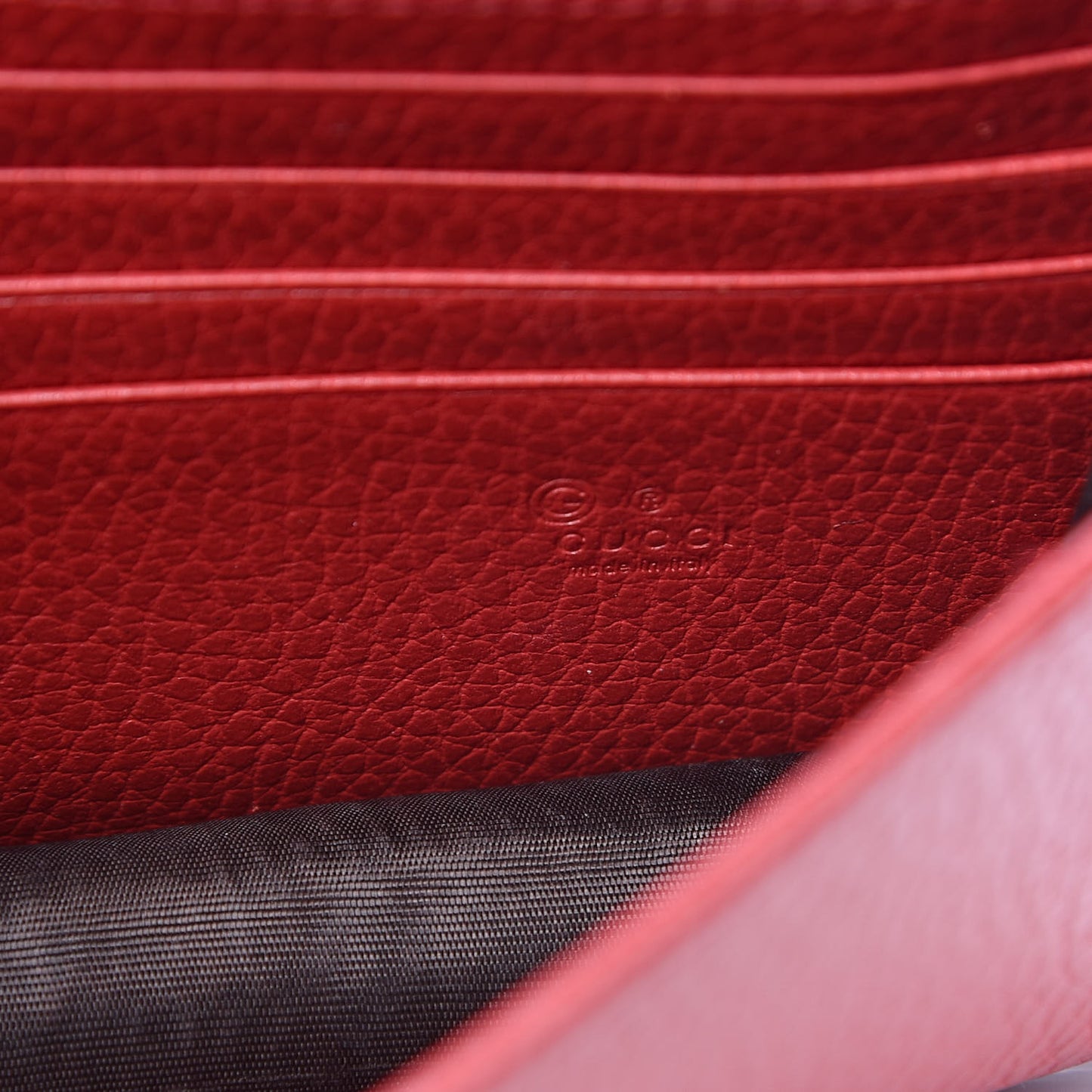 Dollar Calfskin Interlocking G Chain Wallet Red