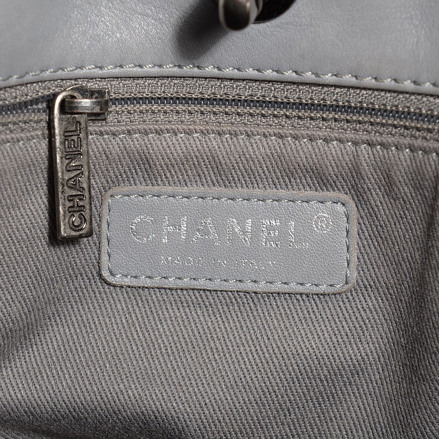 Chanel Calfskin Quilted Large Shopping In Chains Tote Light Grey 6 of 8