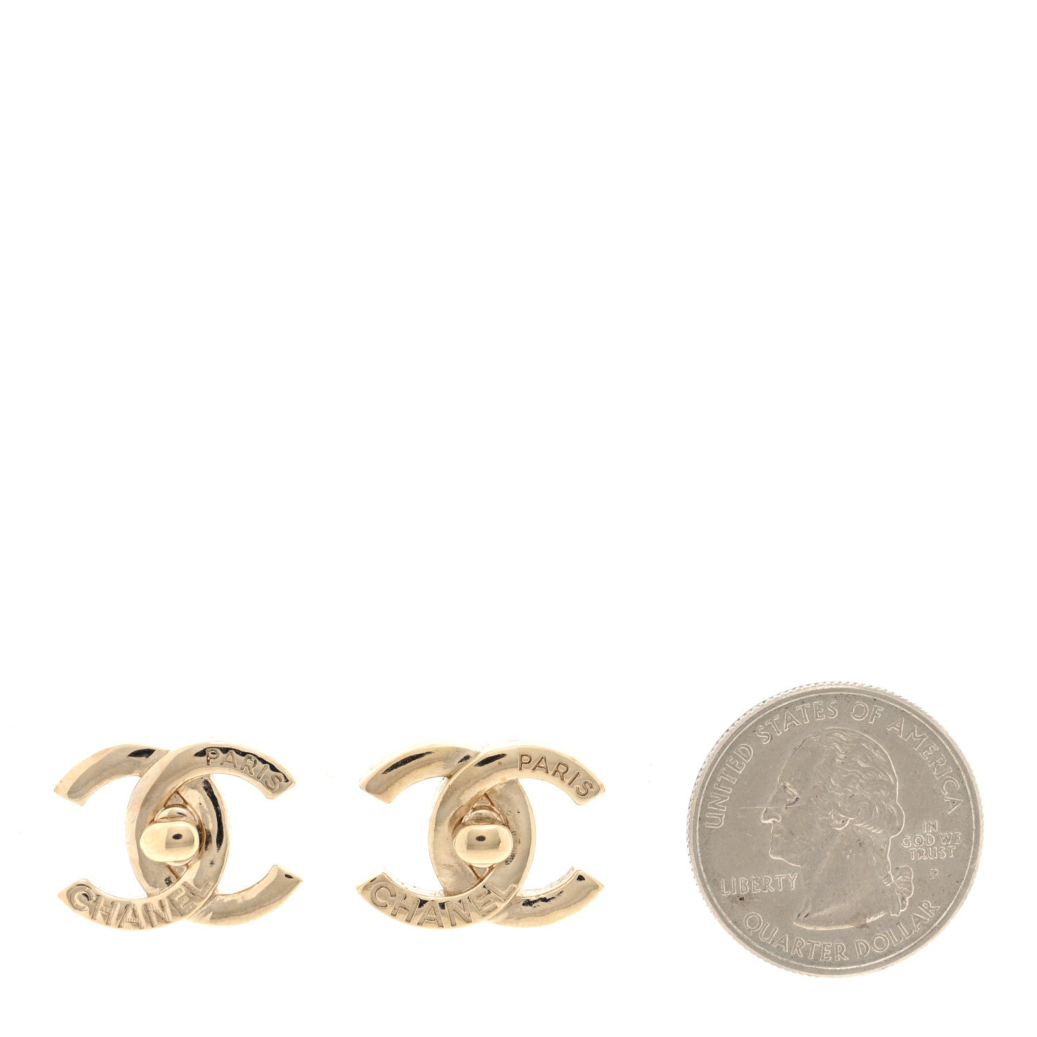 Chanel Metal Logo CC Turnlock Earrings Gold 2 of 4