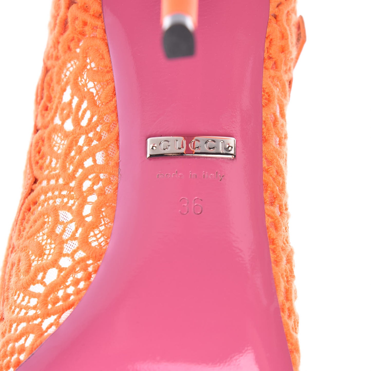 Lace Pizzo Venice Pumps 36 Orange Fluo