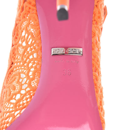 Gucci Lace Pizzo Venice Pumps 36 Orange Fluo 6 of 8