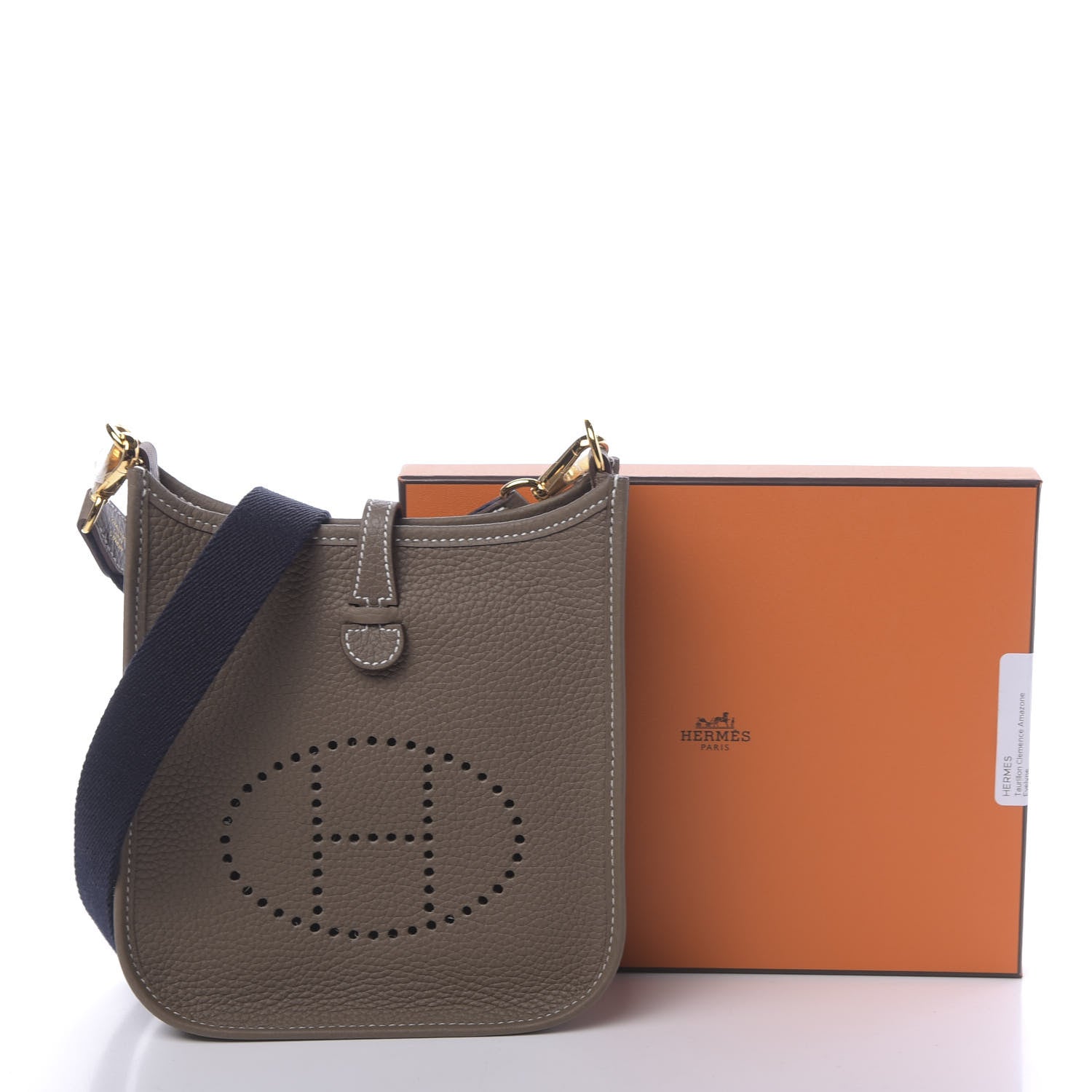 Hermes Taurillon Clemence Amazone Evelyne TPM Etoupe Bleu Indigo 11 of 11