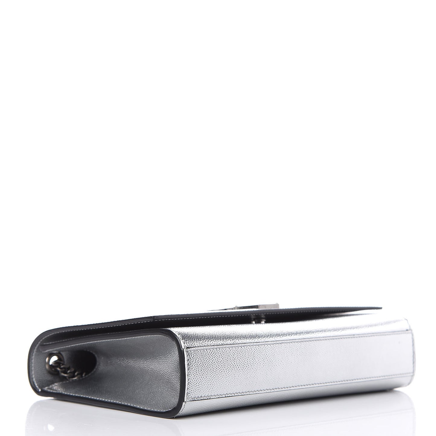 Metallic Grain De Poudre Medium Classic Monogram Kate Satchel Silver