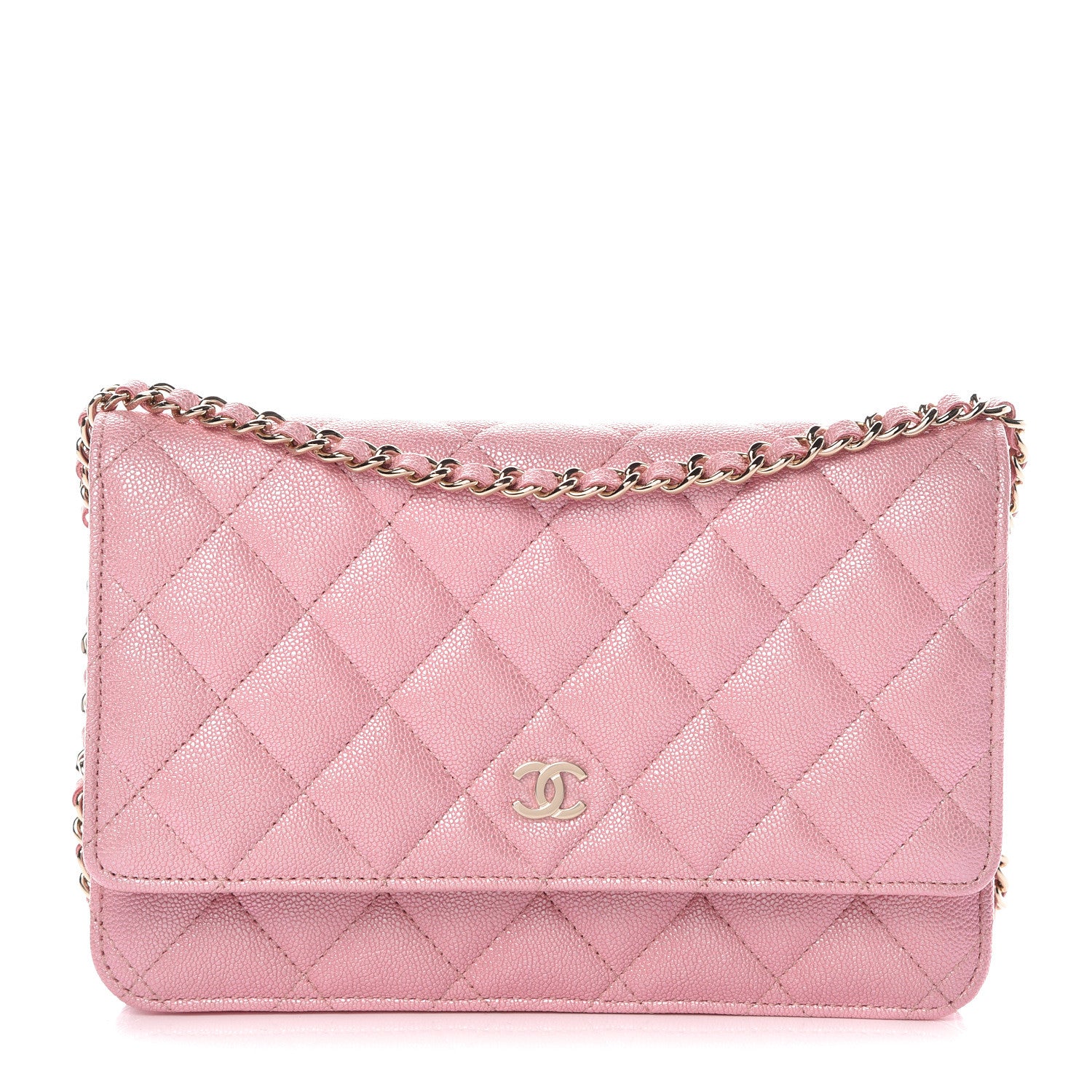 Chanel Iridescent Caviar Quilted Wallet on Chain WOC Rose Pink 1 of 11