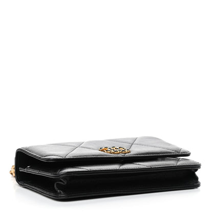 Chanel Shiny Goatskin Quilted Chanel 19 Wallet On Chain WOC Black 3 of 4