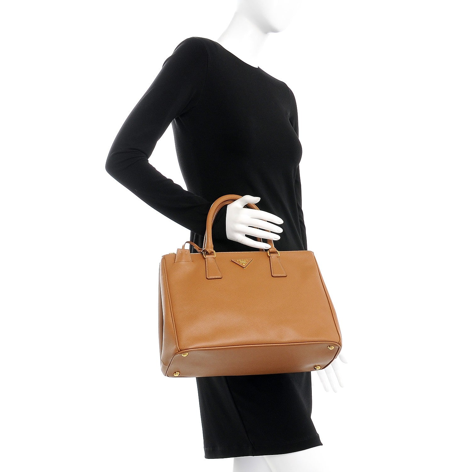 Prada Saffiano Medium Galleria Double Zip Tote Caramel 3 of 10