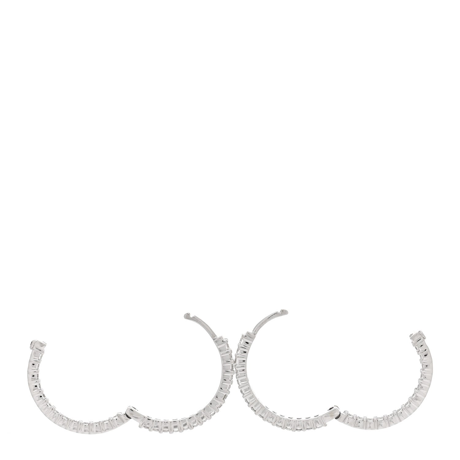 Roberto Coin 18K White Gold Diamond 1.50ctw Small Inside Outside Hoop Earrings 3 of 4