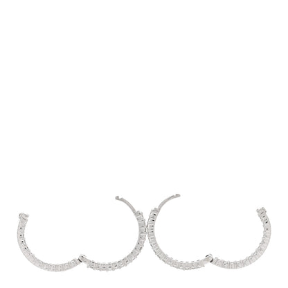 Roberto Coin 18K White Gold Diamond 1.50ctw Small Inside Outside Hoop Earrings 3 of 4