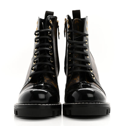 Louis Vuitton Patent Calfskin Monogram Star Trail Ankle Boots 40 Black 2 of 9
