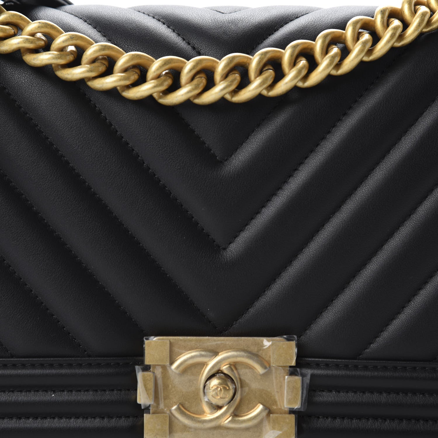 Chanel Calfskin Chevron Quilted Medium Boy Flap Black 11 of 12