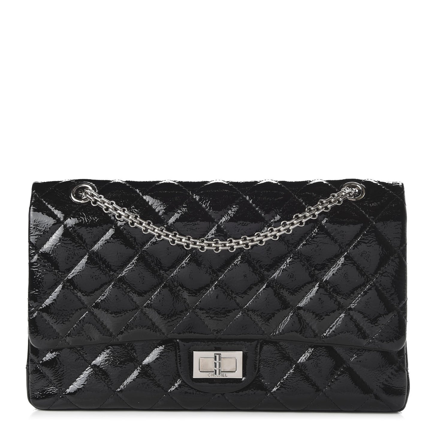 Distressed Patent Quilted 2.55 Reissue 227 Flap Black