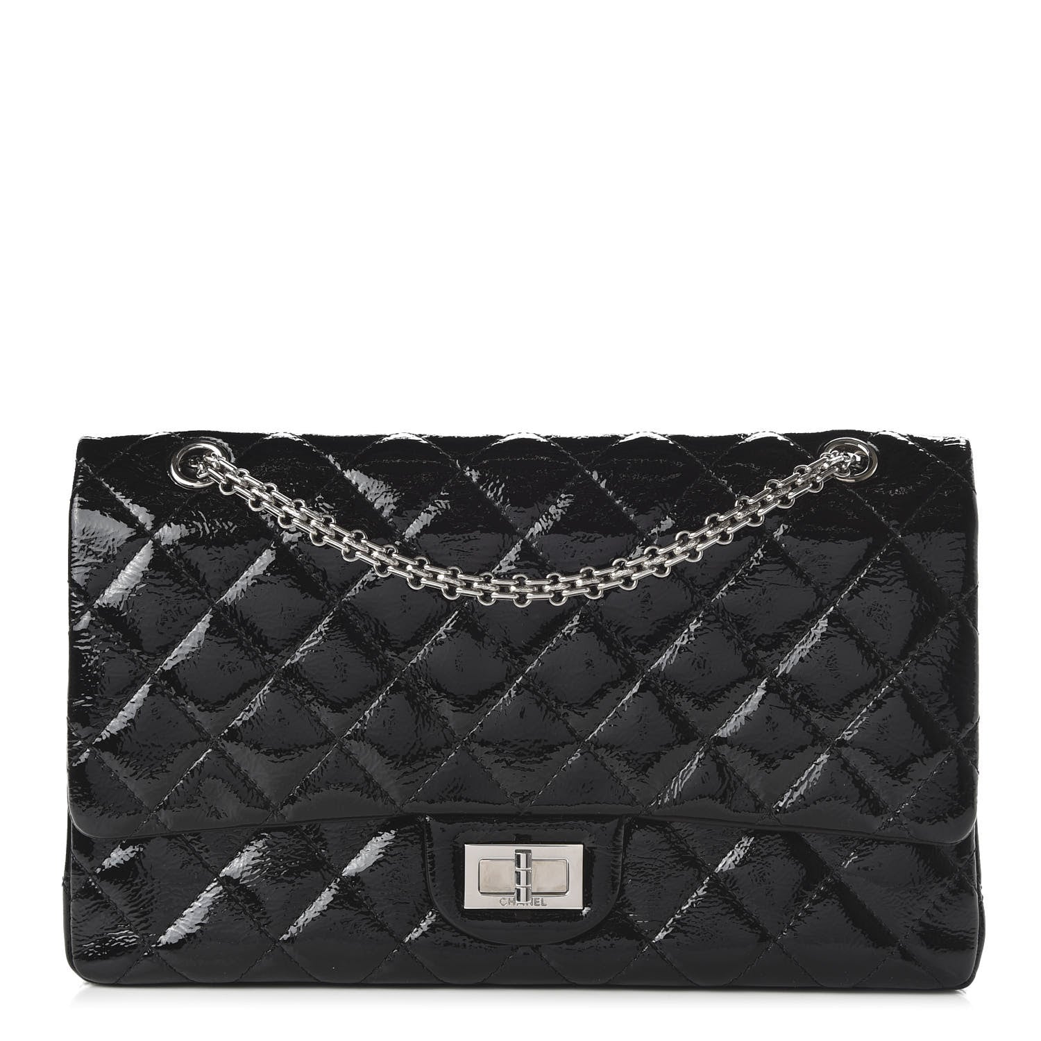 Chanel Distressed Patent Quilted 2.55 Reissue 227 Flap Black 1 of 11