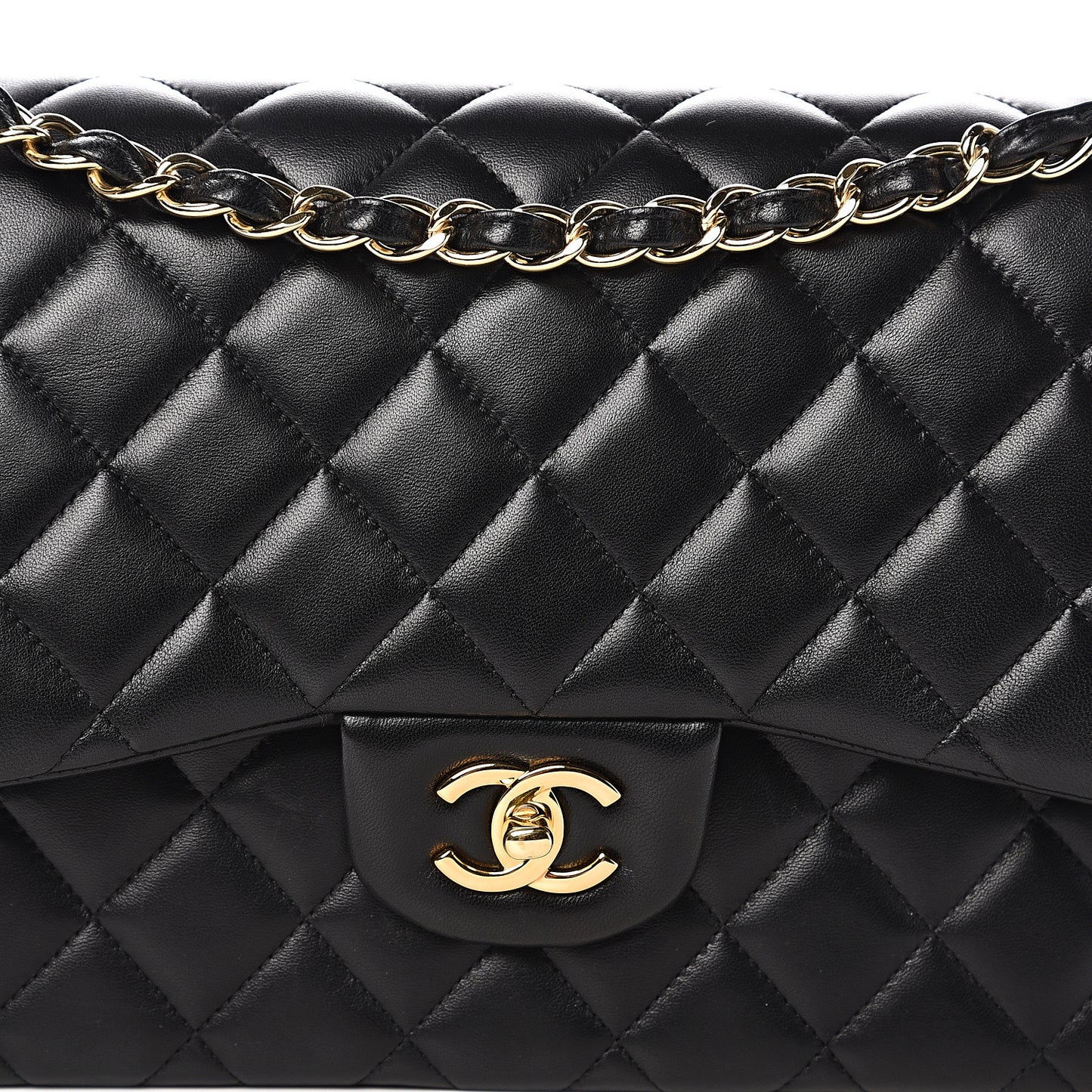Lambskin Quilted Jumbo Double Flap Black