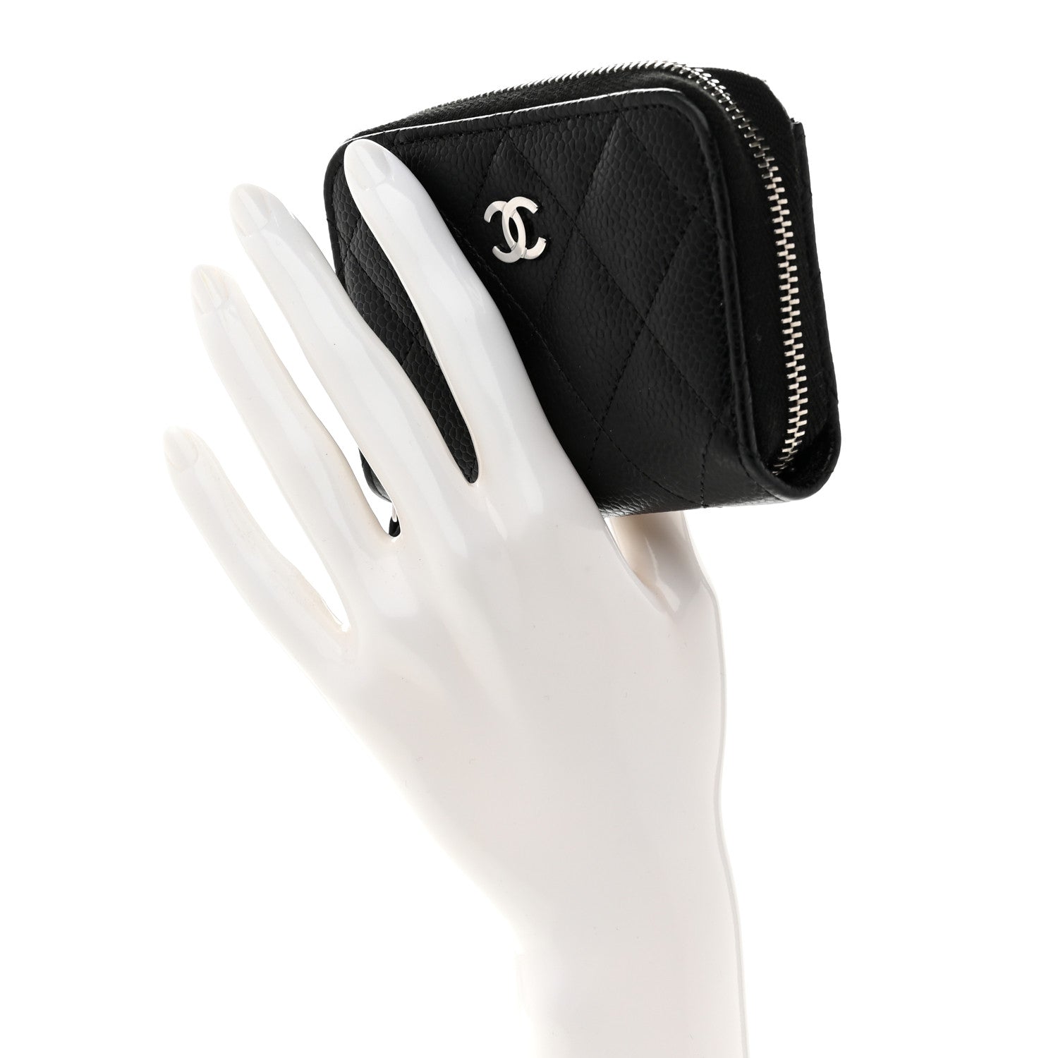 Chanel Caviar Quilted Zip Coin Purse Black 2 of 8
