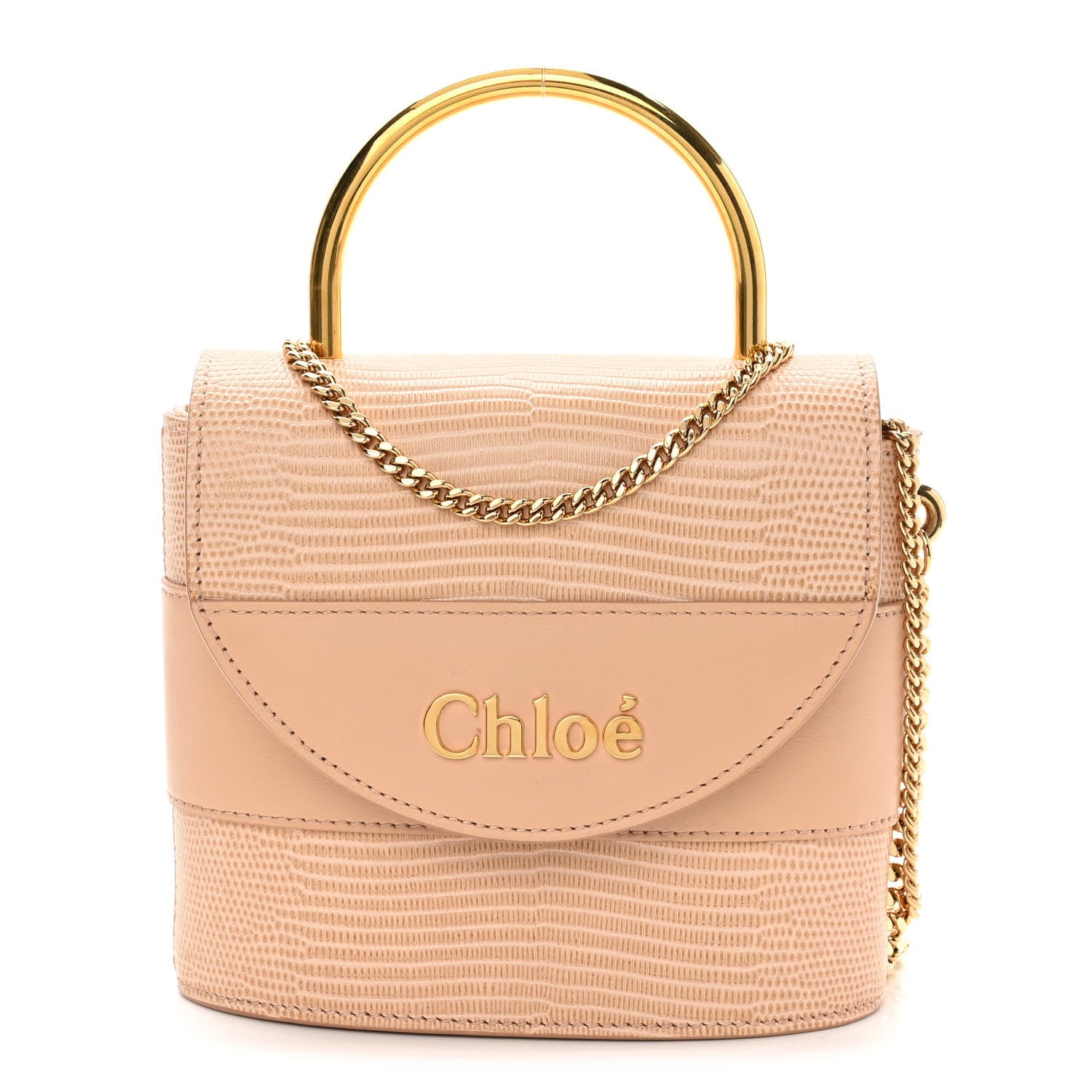 Chloe Calfskin Lizard Embossed Small Aby Lock Delicate Pink 1 of 10