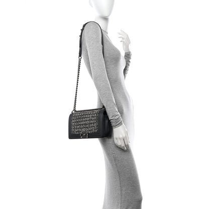Chanel Tweed Calfskin Medium Boy Flap Grey 2 of 10