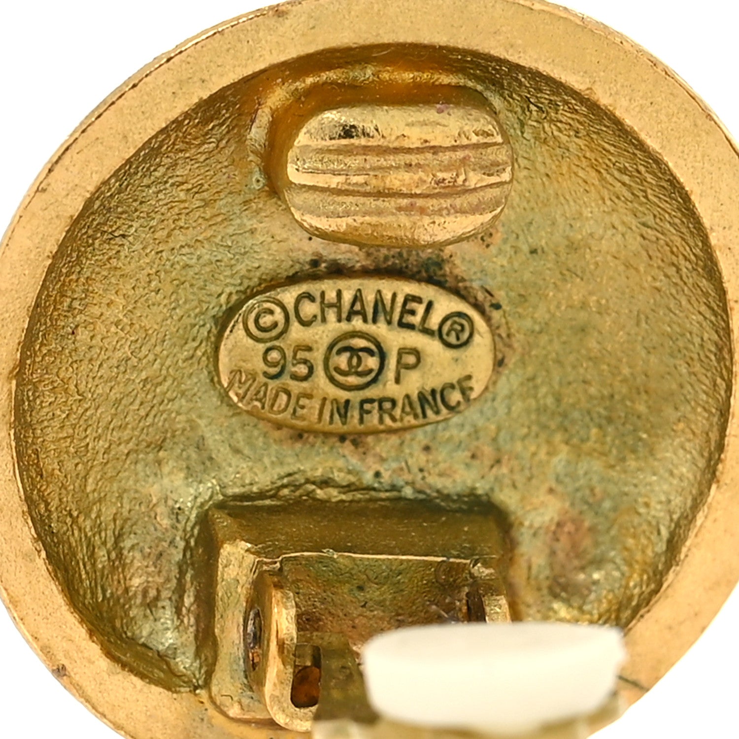 Chanel Metal Quilted CC Round Clip On Earrings Gold 4 of 4
