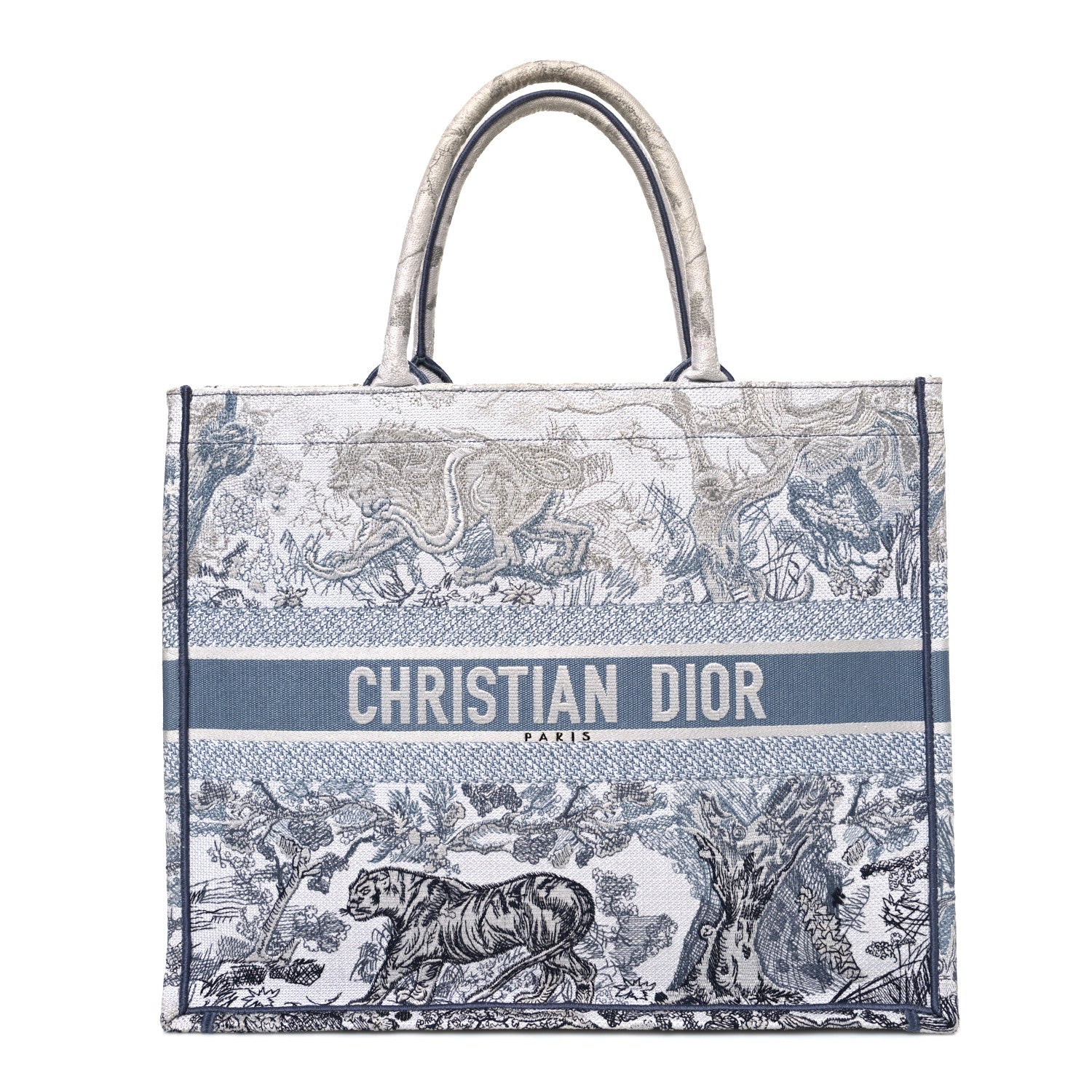 Christian Dior Gradient Canvas Embroidered Large Dioriviera Toile De Jouy Book Tote Blue 1 of 11
