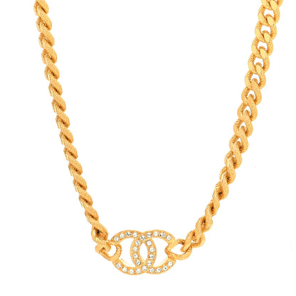 Chanel Crystal Chain Link CC Choker Necklace Gold 2 of 5