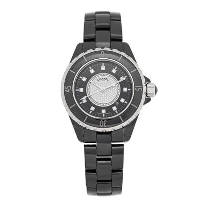 Chanel Stainless Steel Ceramic Diamond Dial 33mm J12 Quartz Watch Black 1 of 4