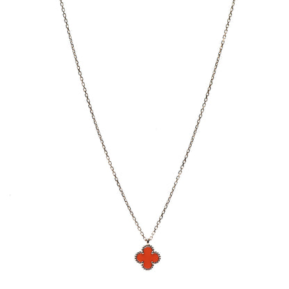 Van Cleef & Arpels 18K Rose Gold Carnelian Sweet Alhambra Pendant Necklace 1 of 7