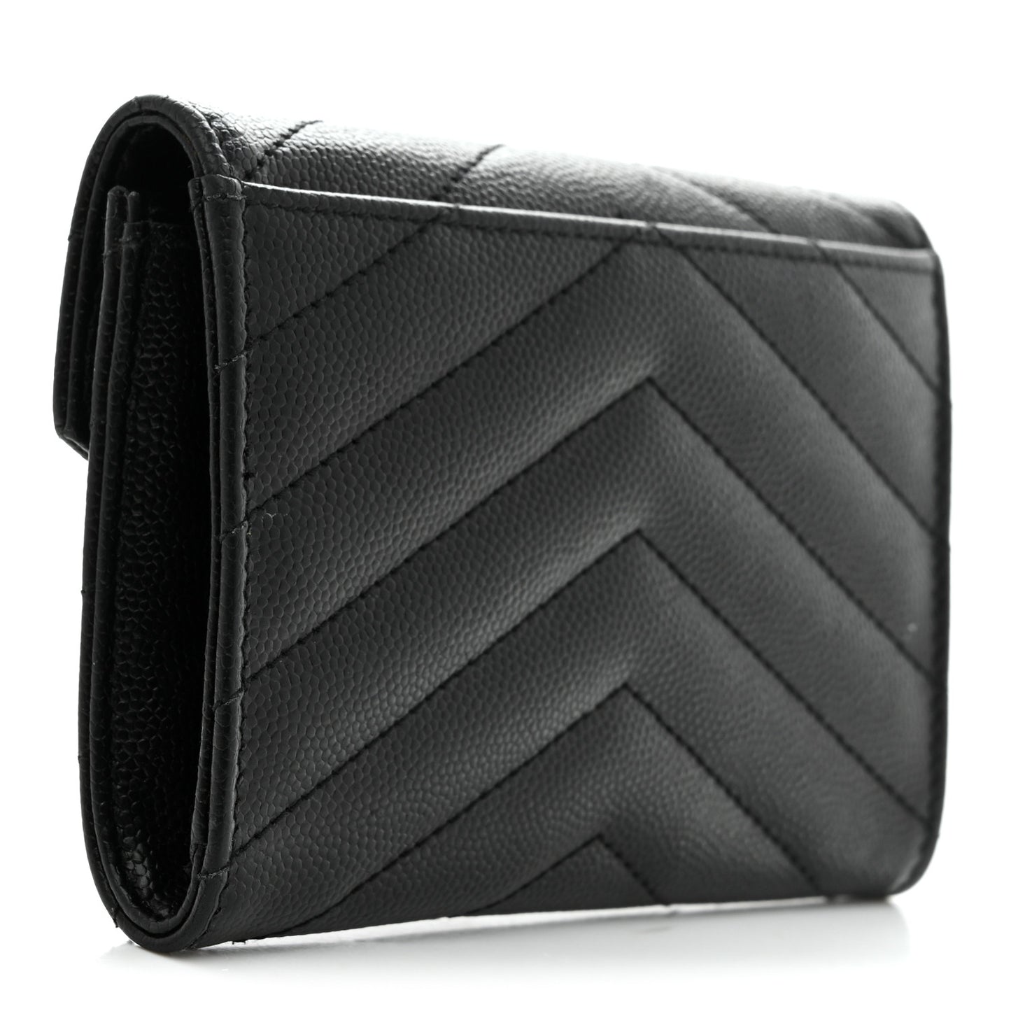 Grain De Poudre Matelasse Chevron Small Monogram Envelope Wallet Black